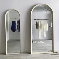 Customized cloakroom full body mirror, floor mirror, in silent design, arch shaped dressing mirror, light and luxurious