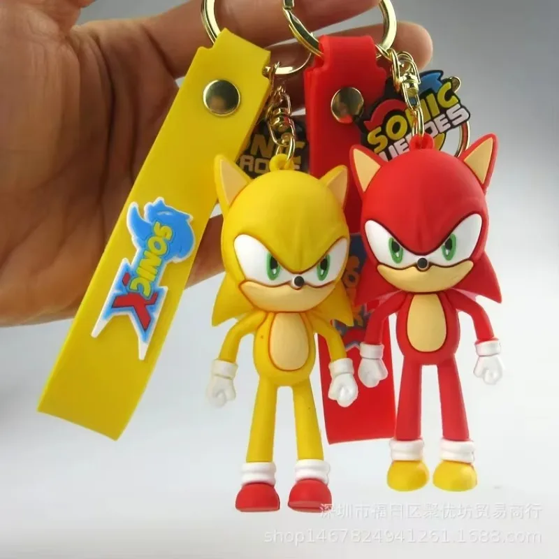 Portachiavi sonico 3D Anime Hedgehog Action Figures Modello Doll Zaino Decorazione Portachiavi con ciondolo Ornamenti Regalo di compleanno per bambini