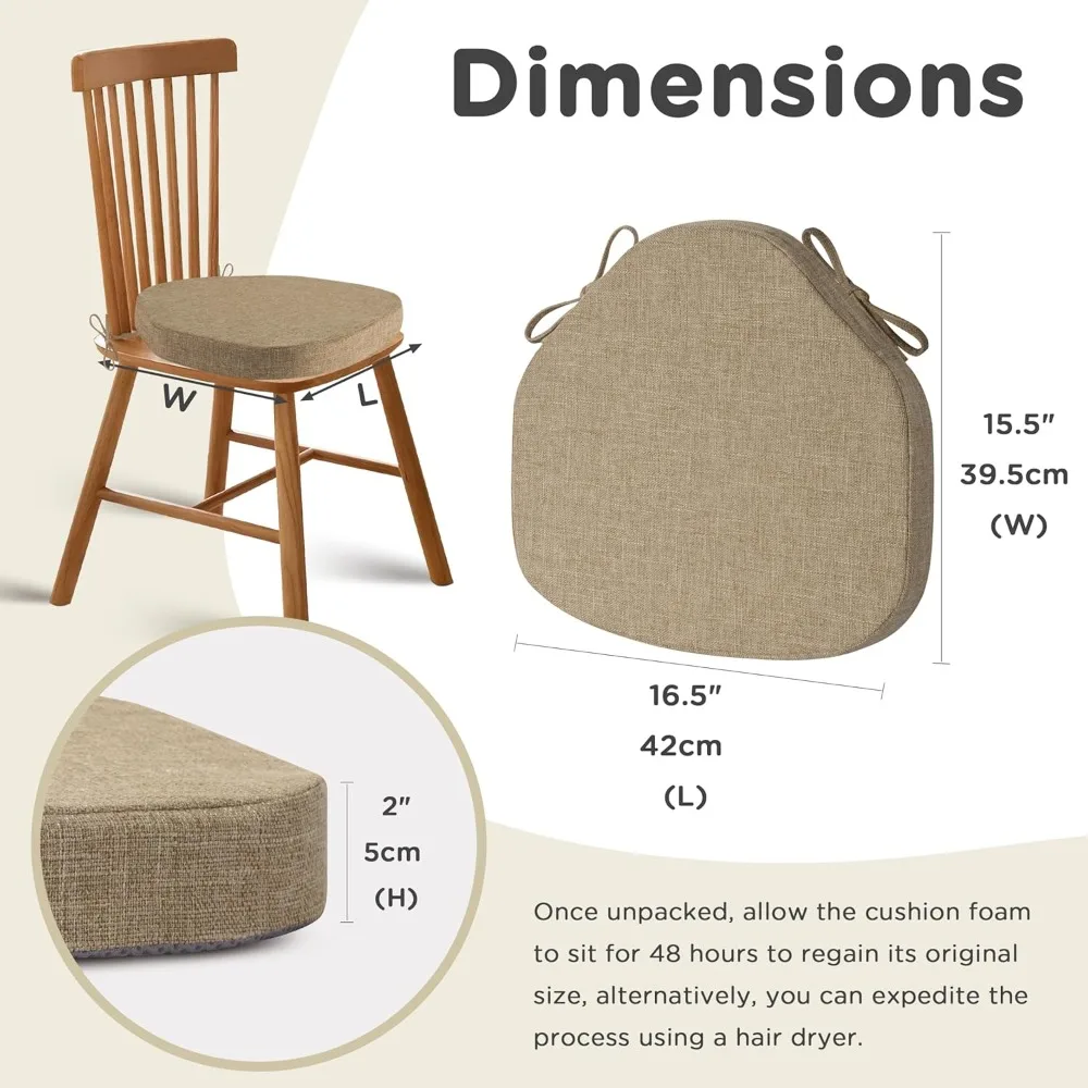 addgrace chair cushions for dining chairs set of 6 windsor kitchen chair cushions with removable textured cover and non slip bot