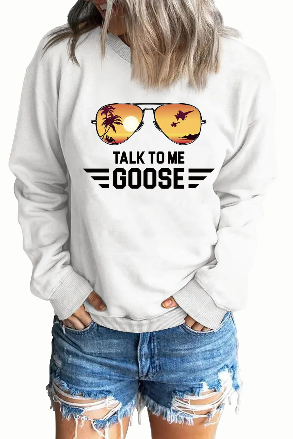 Herbst und Winter neue lässige Top-Gespräch mit mir Gans gedruckt lose Rundhals-Mode Hoodie