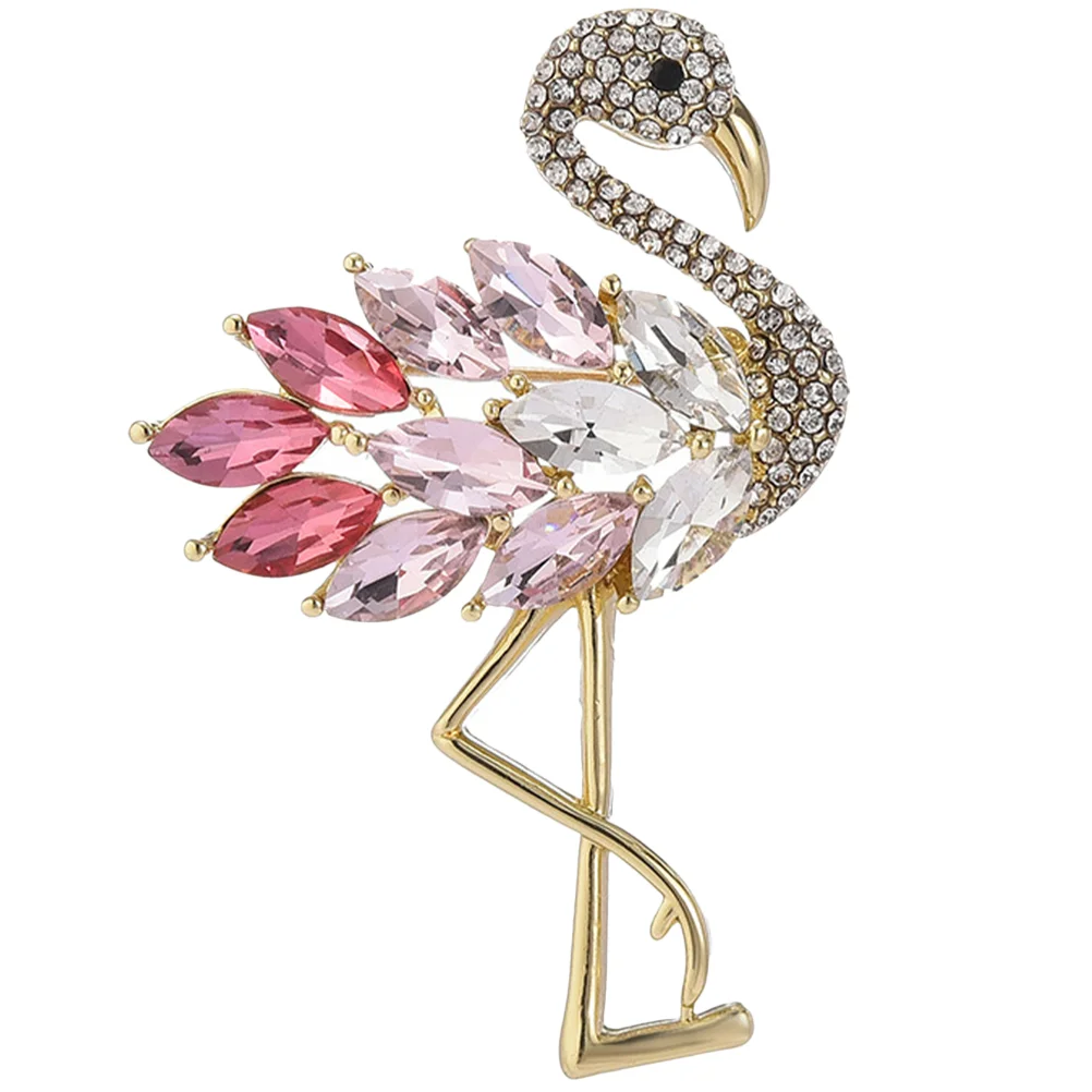 Brooch Rhinestone Scarf Pin Clothing Shawl Brooches for Women Flamingo Alloy Decorative Accessory Collar