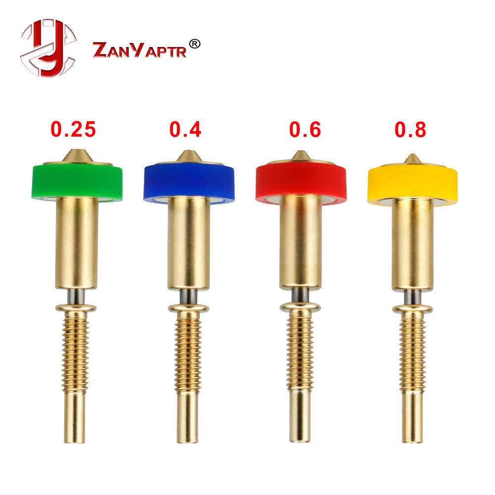 Boquilla E3D clon de 4 piezas, boquillas bimetálicas todo en uno, 0,25/0,4/0,6/0,8mm, Heatbreak, latón y titanio para extrusora E3D Hotend