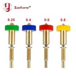 Boquilla E3D clon de 4 piezas, boquillas bimetálicas todo en uno, 0,25/0,4/0,6/0,8mm, Heatbreak, latón y titanio para extrusora E3D Hotend