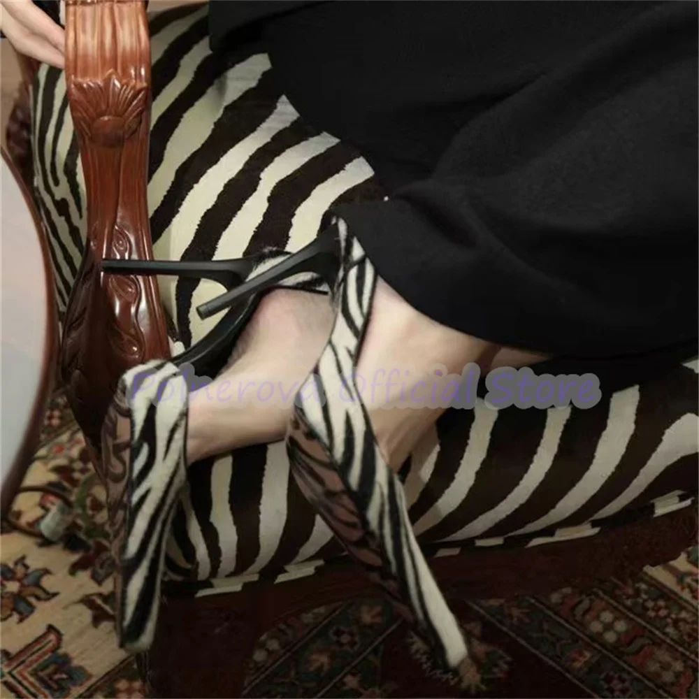 

Sexy Zebra print Mixed Color Shallow Women Pumps Pointed Toe High Heel Slip-on Summer Sandals Lady Wedding Party Dress Shoes