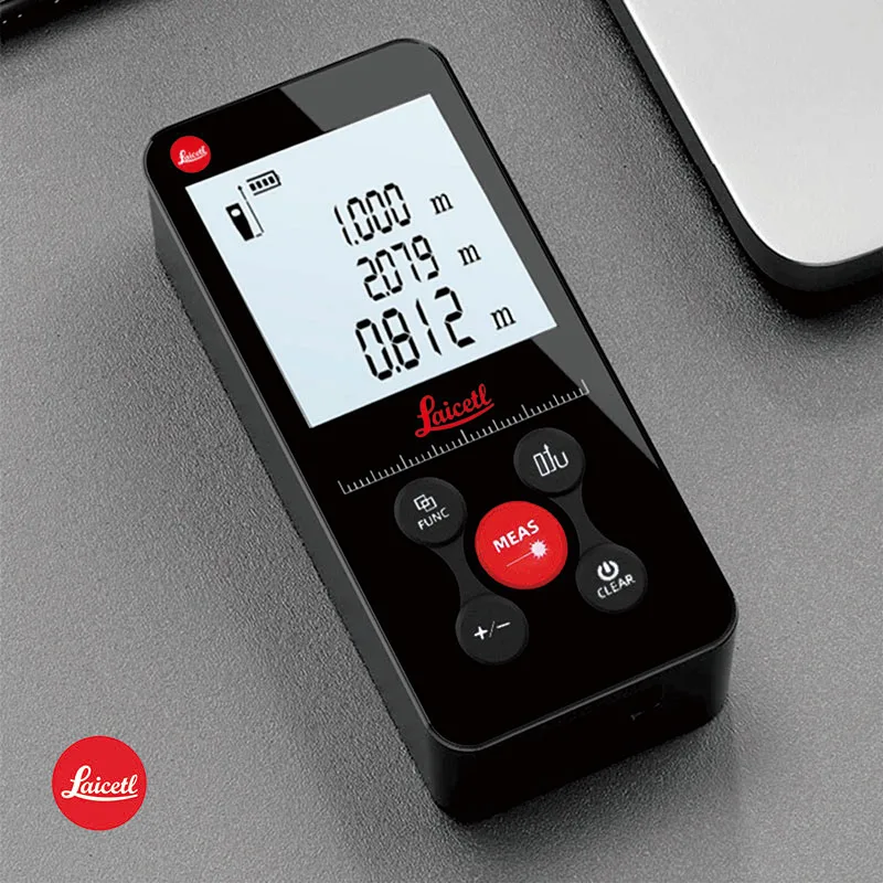 Laser Meter Digital Handheld Tape Measure RED Lase with rechargeable battery Lanyard Data Records