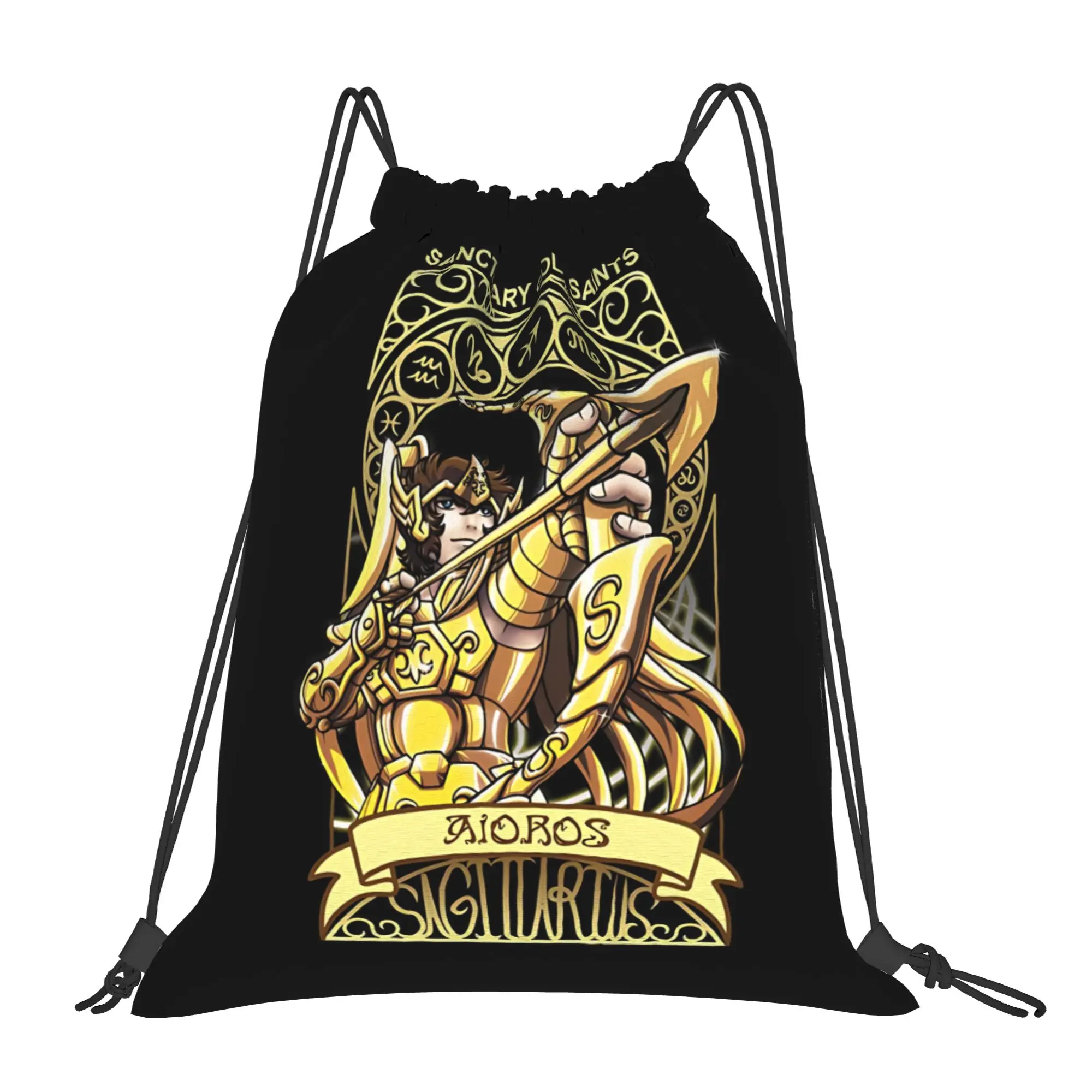 For travel Pouch Saint Seiya  Kawaii Drawstring Bags Travel Shoe Clothes Storage Multi-function Teen Portable Rucksack