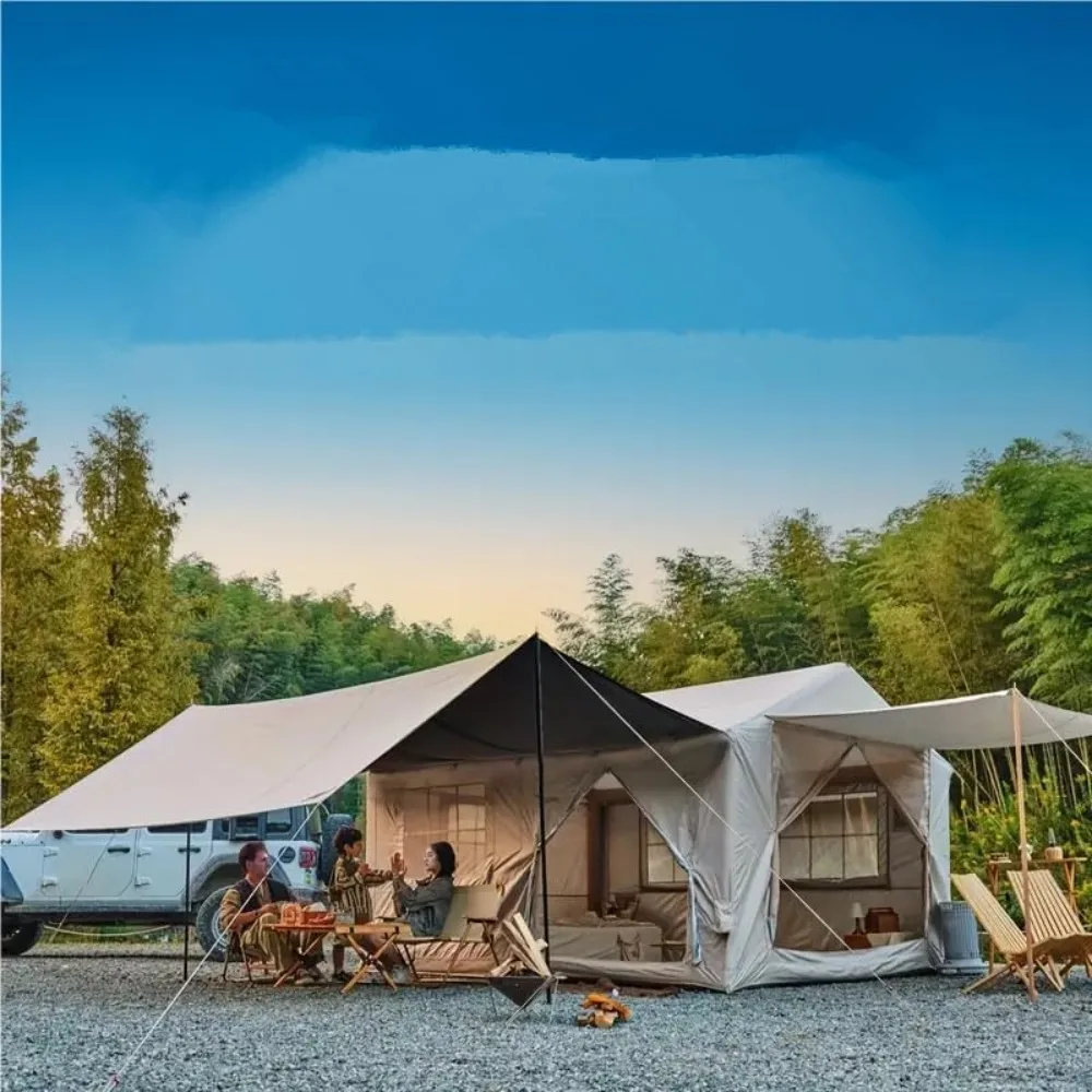 

10-12 Person Large Inflatable Tent for Camping,Blow up Tents with Canopy,with Stove Jack,10x13ft Inflatable House Tent