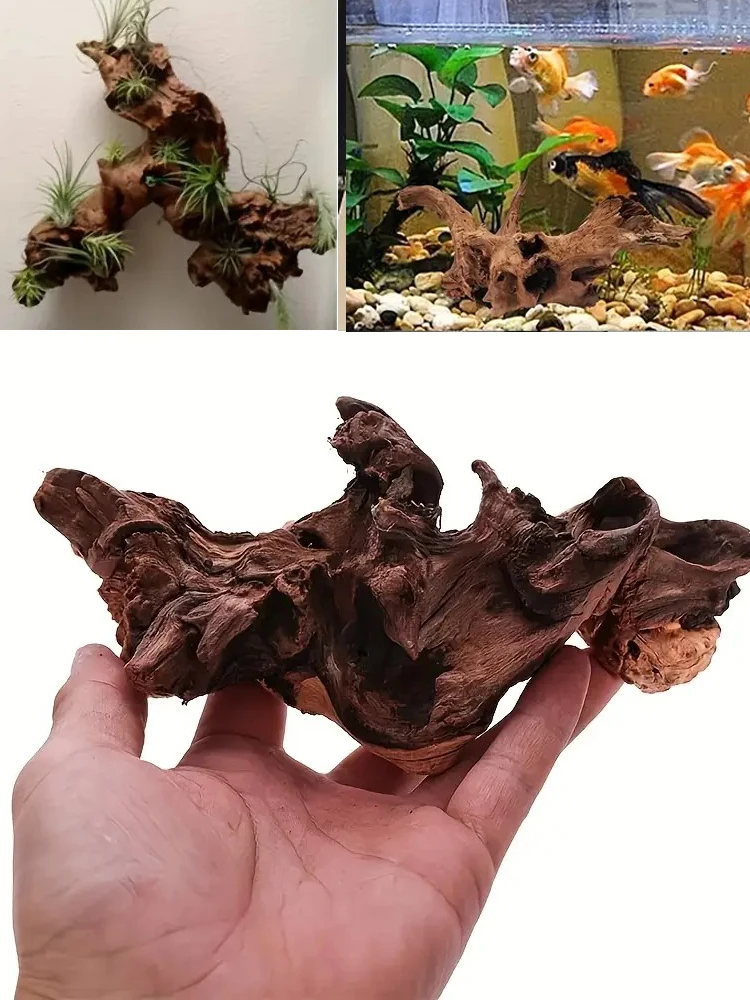 1/2 Stück authentische Aquarium-Dekoration aus natürlichem Treibholz – kleine Aquarium-Ornamente, echte Holzlandschaft mit Rinde, Unterwasser-Dekoration – Detail 2