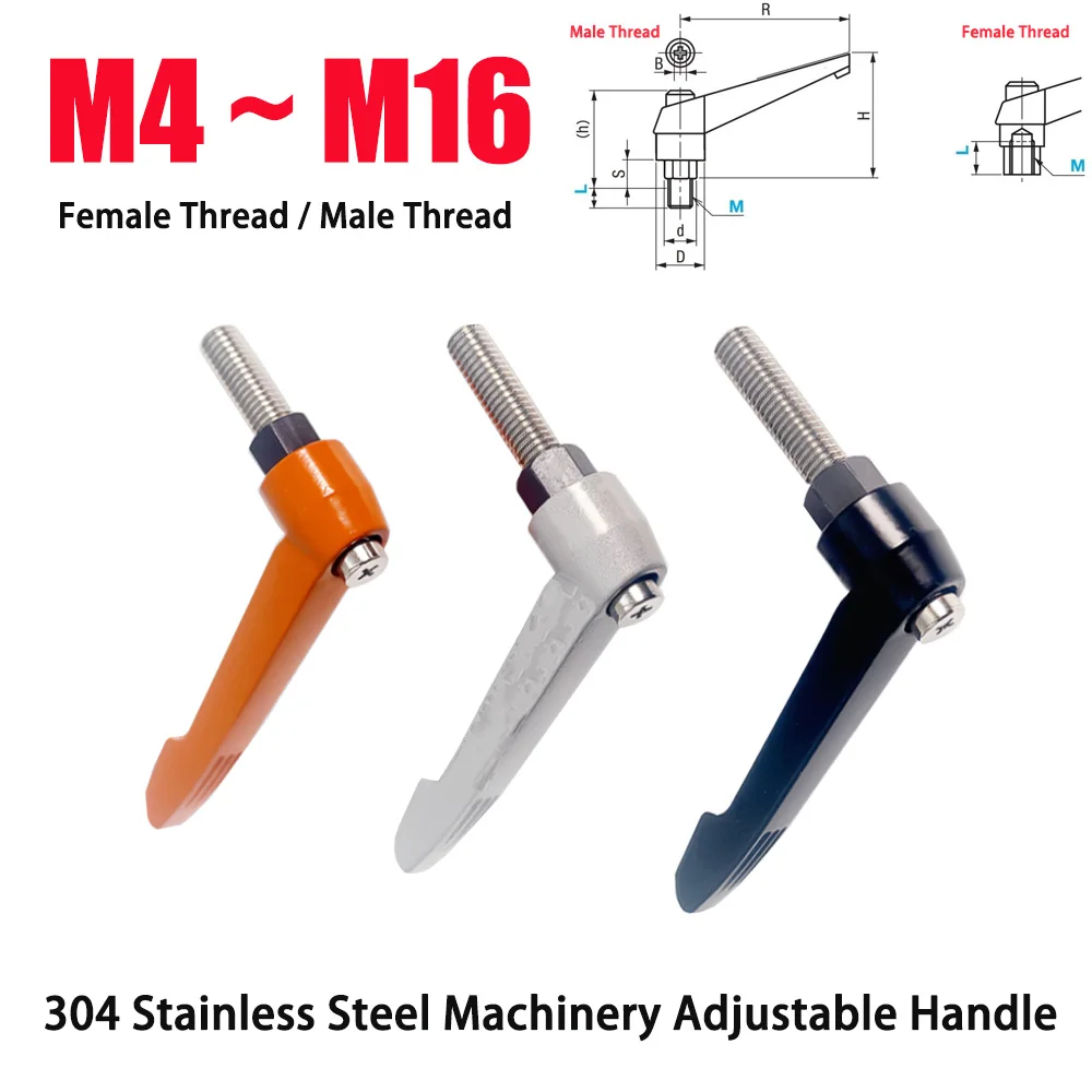 

1pcs 304 Stainless Steel Hexagonal Adjustable Handle Screw, Zinc Alloy Adjustment, Tightening, Self-Locking Fixed Handle M4-M10