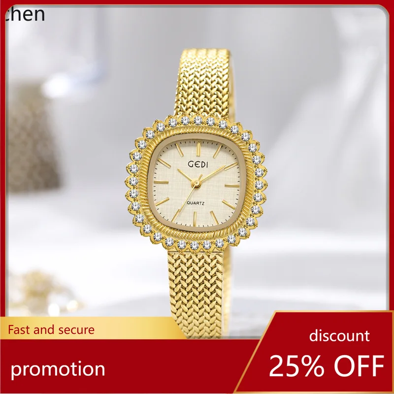 

Маленькие золотые часы Zml с бриллиантами, винтажные женские нишевые кварцевые часы высокого класса