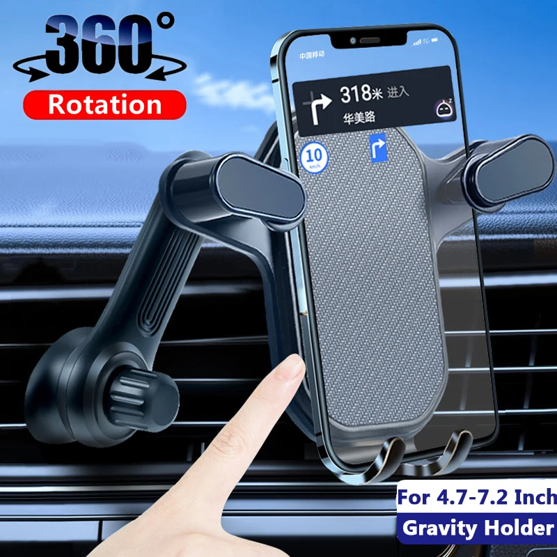 360 Rotatable Car Phone Holder Mount Gravity Car Air Vent Clip Mobile Phone Stands for IPhone Samsung Xiaomi Cellphone Bracket