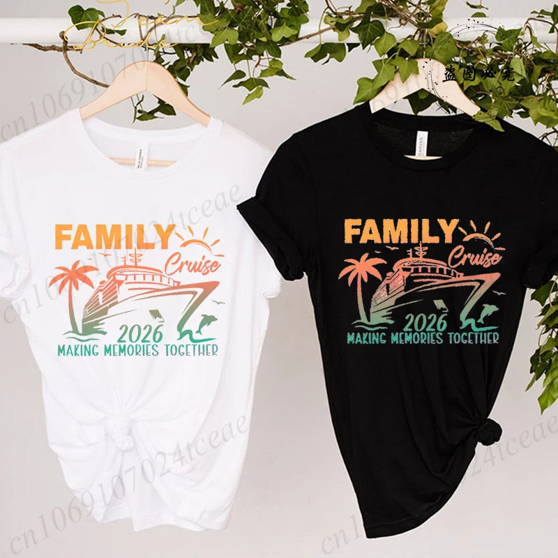 Bestie Vacation T-Shirts Personalized Family Cruise 2026 Matching Shirts Casual Short Sleeve Tees for Family Group Matching Tops