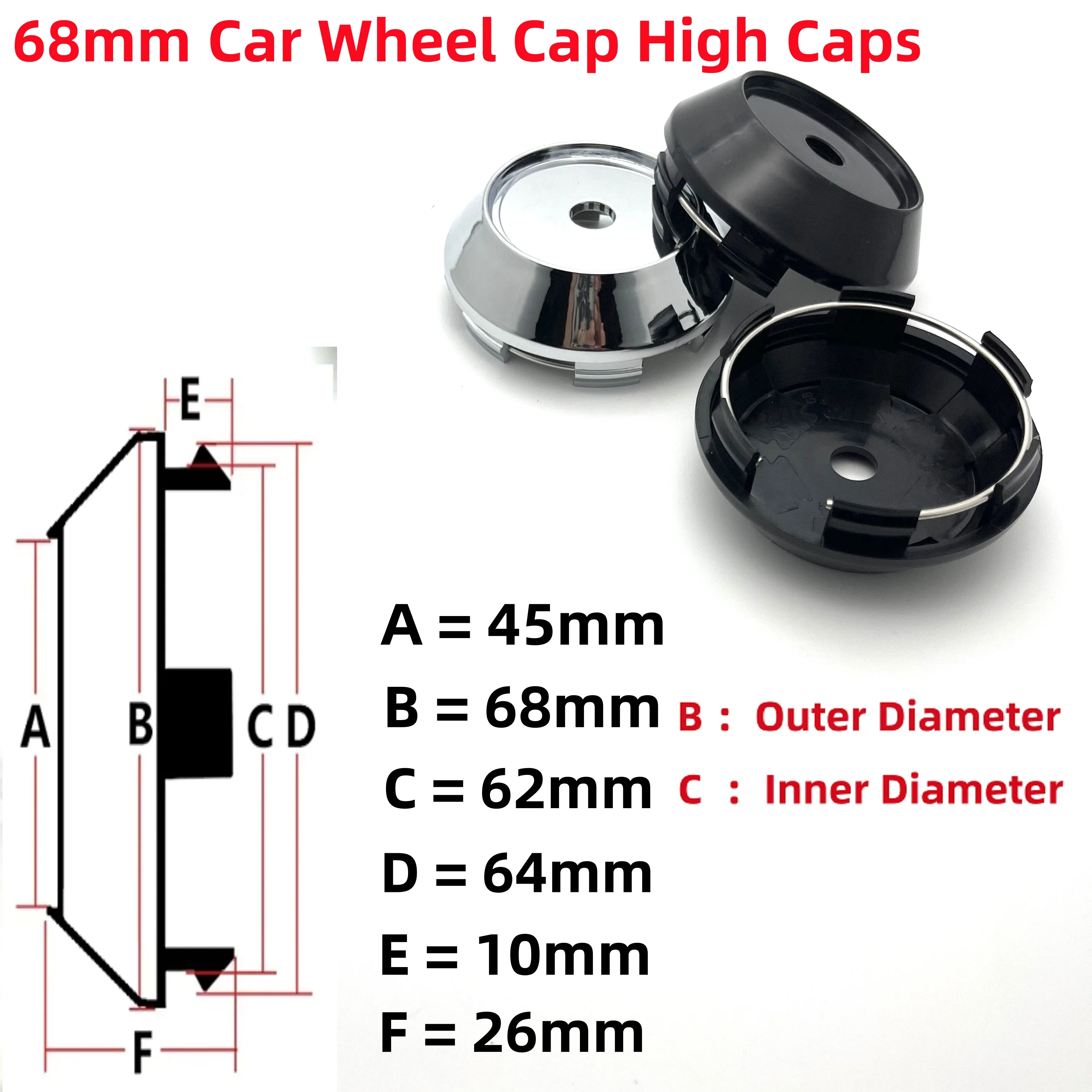 4 قطعة ABS 60 مللي متر 64 مللي متر 65 مللي متر 68 مللي متر 69 مللي متر سيارة عجلة مركز قبعات عالية قبعات اكسسوارات حافة مركز غطاء المحور صالح 45 مللي متر شعار ملصقات #5