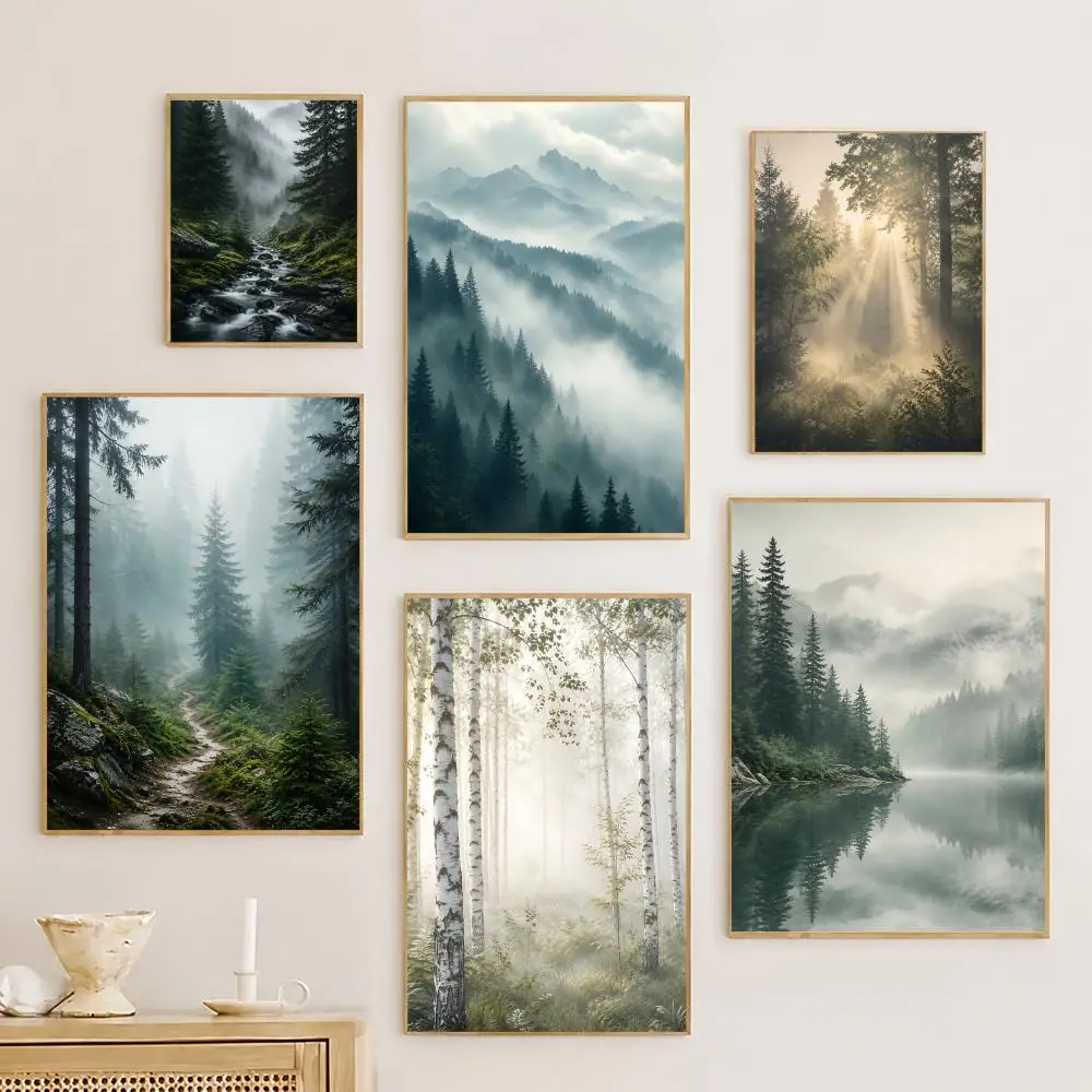 Foggy Forest Poster Anime Movie Music Wall Art Posters Room Decor for Bedroom Interior Decoration