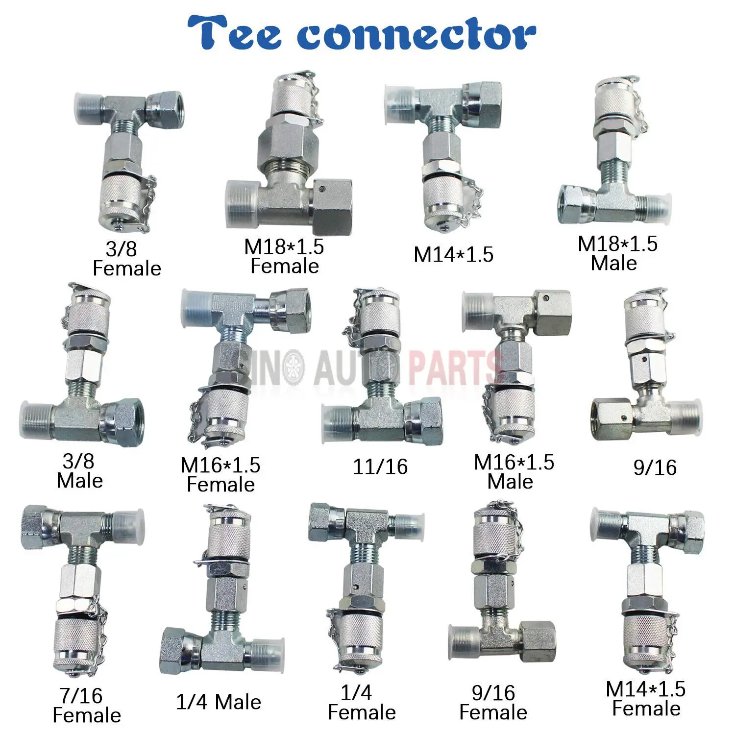 14PCS Tee Fittings Connector Set for Hydraulic Pressure Gauge Test Diagnostic Tool  Kit with 1 Year Warranty