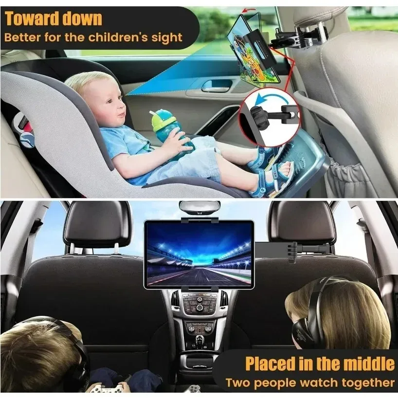 Telescopic Car Rear Pillow Phone Holder Tablet Rotating Car Seat Rear Stand Headrest Bracket for Phone Tablet 5-13 Inch