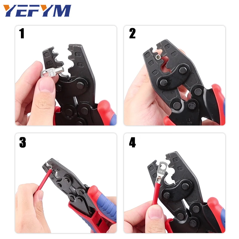 Non-Insulated Terminal Crimping Tools YEJ Ratchet Wire Pliers For Copper Butt/Splice Wire Connectors 1.25-38mm²/AWG 26-2 YEFYM