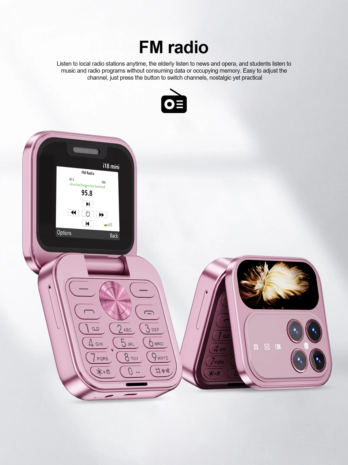 SERVO I18 mini 2G GSM/4G LTE Network Flip Mobile Phone 1.77-inch Screen Dual SIM FM Radio Flashlight Blacklist Mobile Phones