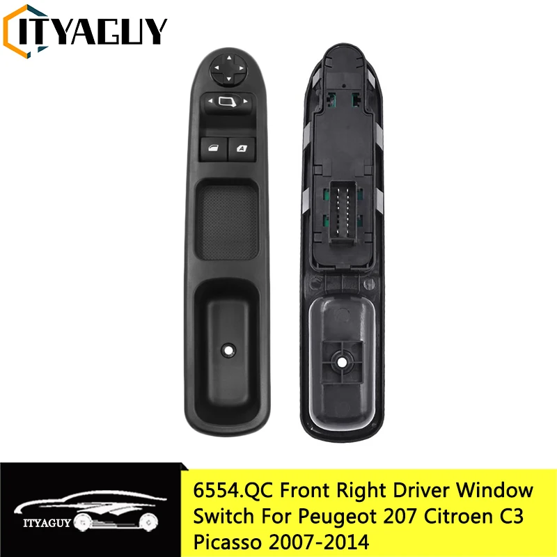 6554.QC 6554QC Front Right Electric Master Car Power Window Switch Lifter Button For Peugeot 207 Citroen C3 Picasso 2007-2014