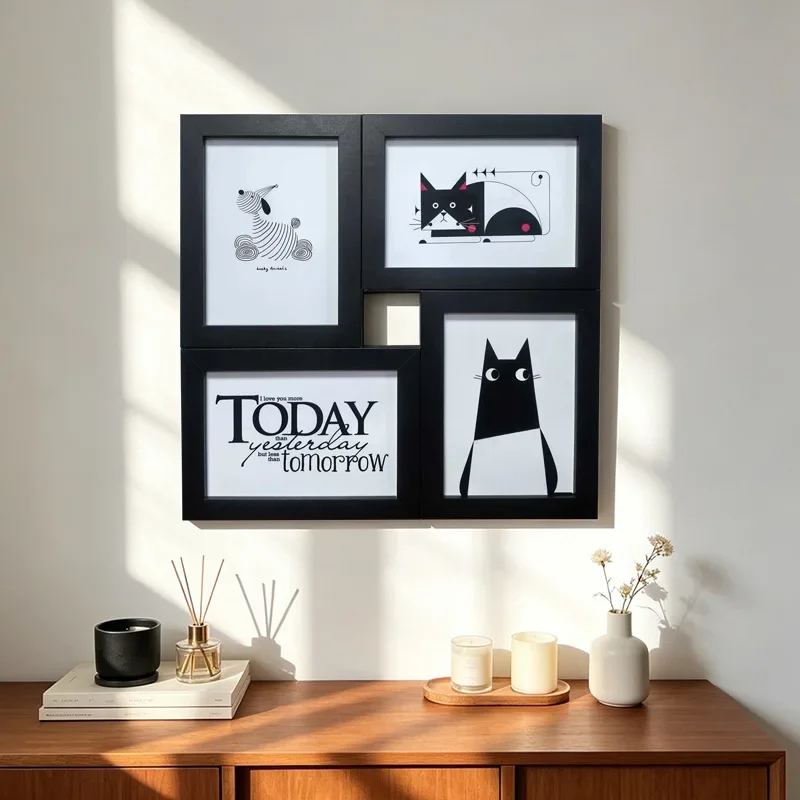 4-Grid Wall-Mounted Photo Frame Set – Versatile Combination Picture Frames for Home Decor and Stylish Wall Displays