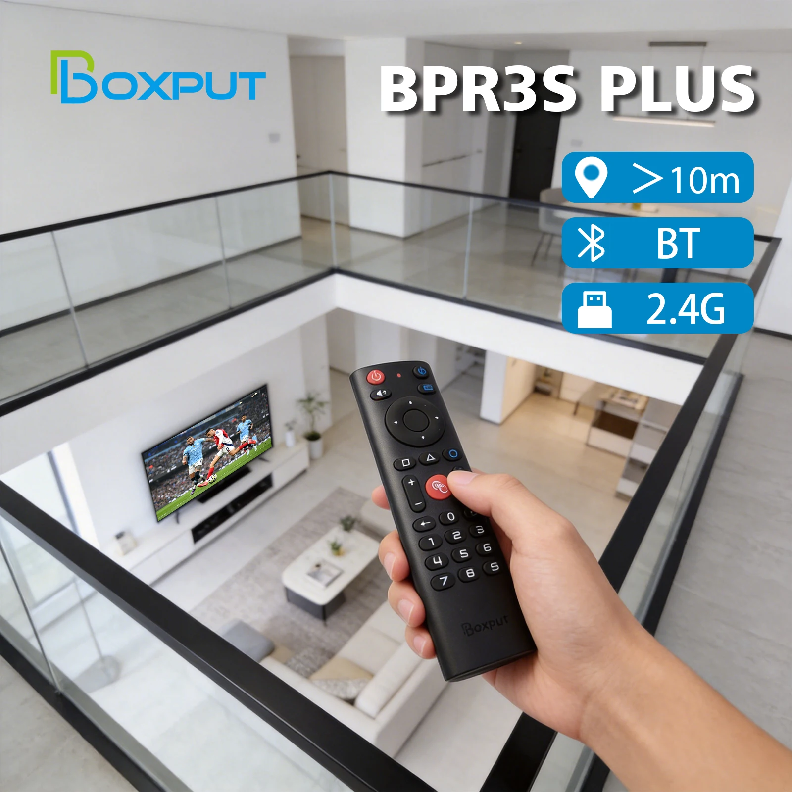 BPR3S Plus – bezprzewodowa mysz z funkcją sterowania głosem, łączność Bluetooth i 2,4 GHz, wyposażona w żyroskop i funkcję uczenia się podczerwieni, zamiennik pilota do Android TV Box i smart TV. — zdjęcie produktu 6