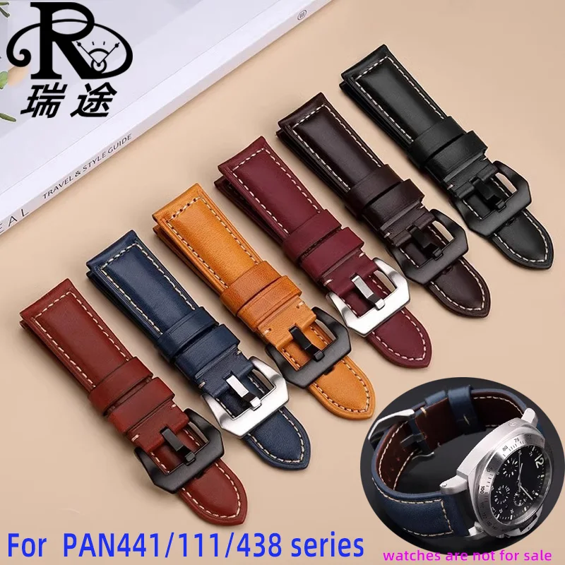 

Genuine leather watch strap For Panerai Retro watch strap cowhide bracelet 22mm 24 26mm Men wristband Watch strap Accessories
