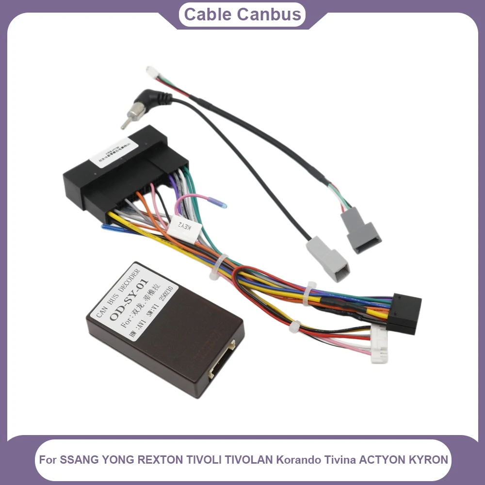 OD-SY-01 For SSANG YONG REXTON TIVOLI TIVOLAN for Korando Tivina ACTYON KYRON Car Android Stereo Harness Dashboard Cable Canbus