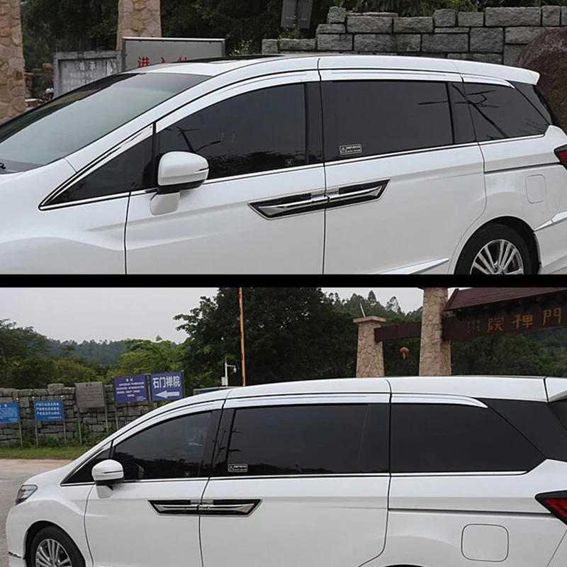 For 8PCS CAR Window Visor Honda Odyssey Rainproof Windows Decoration Silver Plating Accessories Side Body Kit 2015-2019