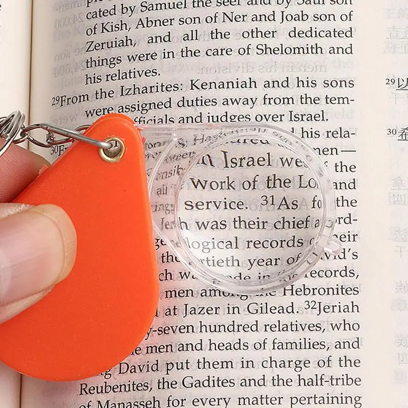 Taschen vergrößerung Glas kleiner Schlüssel bund Hand klapp lupe tragbare orange Lupe Linse für alte Leute nach Hause Lupe