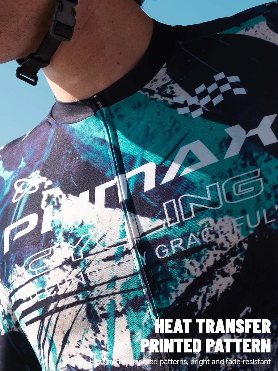 PHMAX Herren-Mountainbike-Trikot, kurzärmelig, Fahrradtrikots mit 3 Taschen, Renntrikot, Fahrradbekleidung mit durchgehendem Reißverschluss – Detail 4