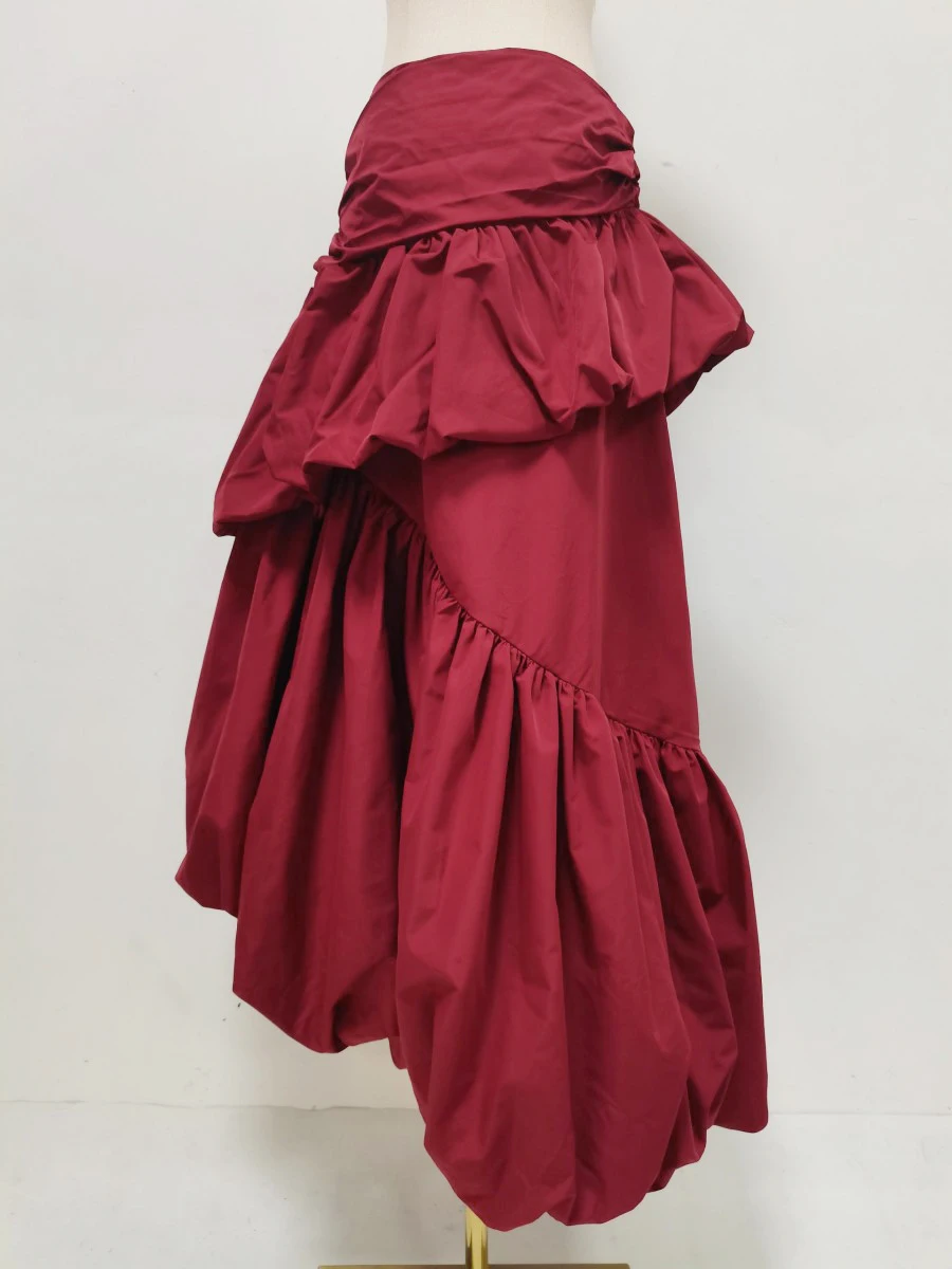 TWOTWINSTYLE Patchwork Folds Irregular Skirts for Women High Waist Solid Loose Minimalist Skirt Female Fashion Clothing New 2026