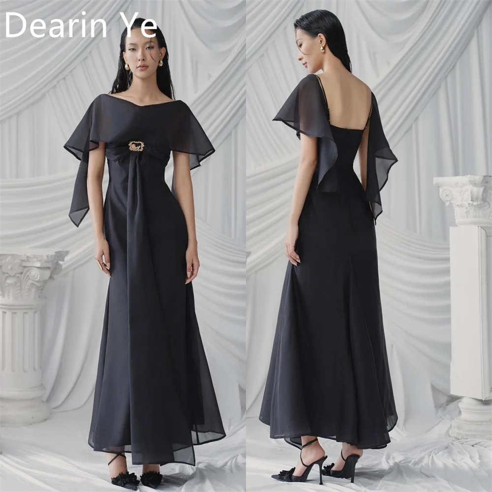 Dearin-vestido de noche con cuello en V, faldas hasta el tobillo, tul a medida, vestidos para ocasiones, vestido de graduación Formal de Arabia Saudita