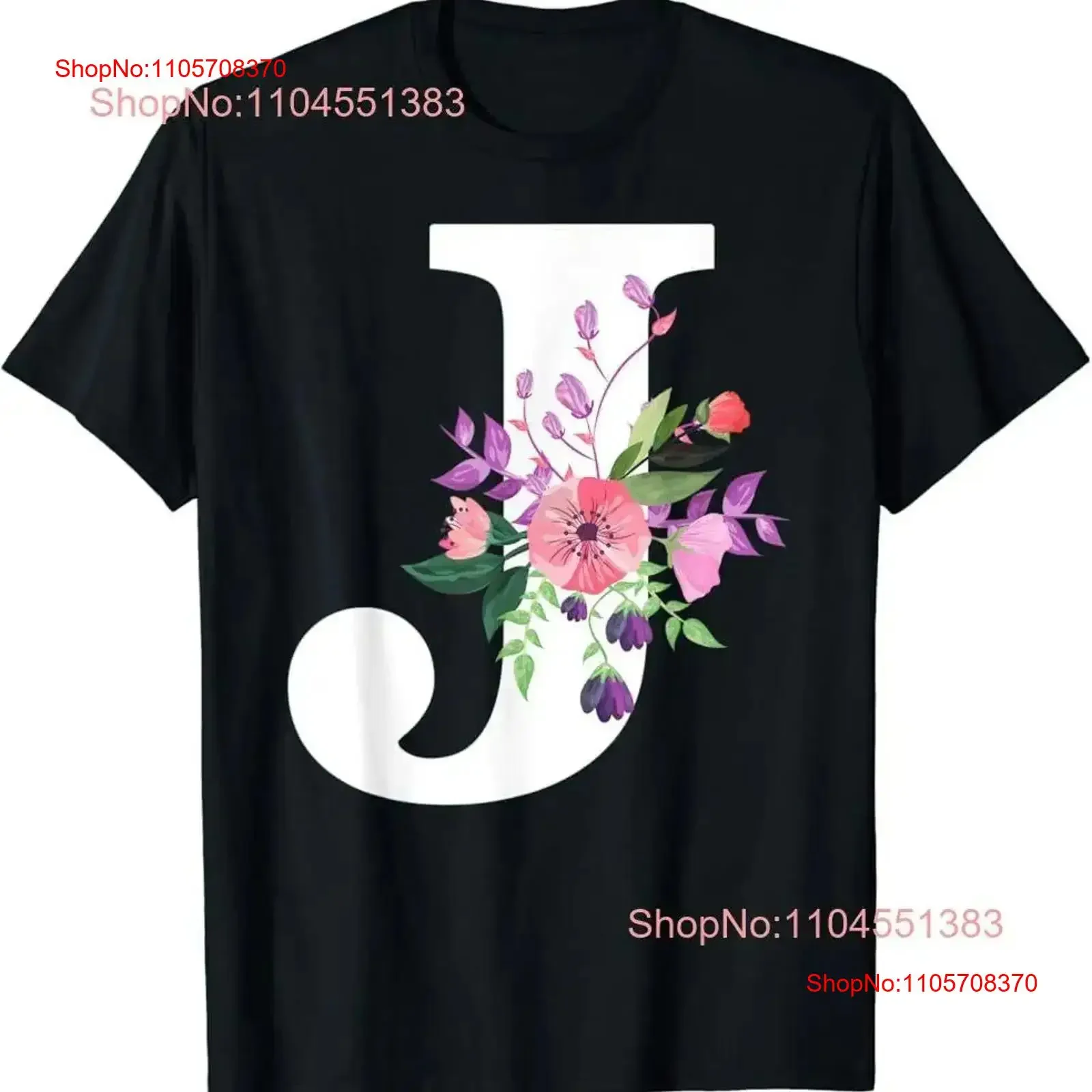 pretty roses floral monogram white letter J cute pink flower T Shirt vintage Washed Stylish Breathable Comfortable Casual