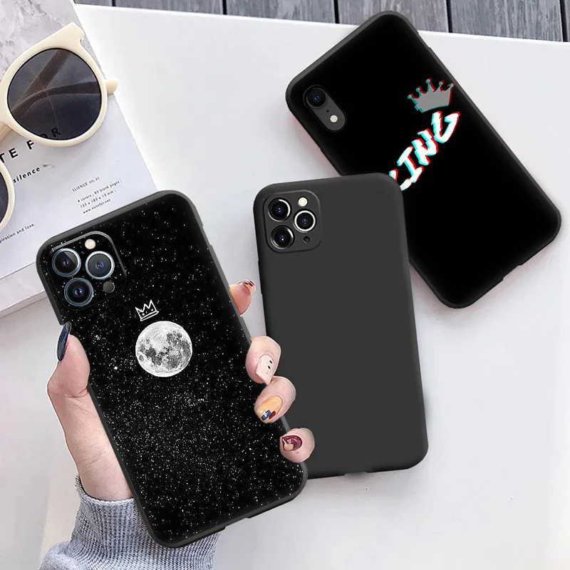 Phone Case For iphone 15 Pro Max 7 8 6S 13 14 Plus SE 12 11 XS X XR Mini 15Pro King Queen Princess Soft Camera Protective Cover