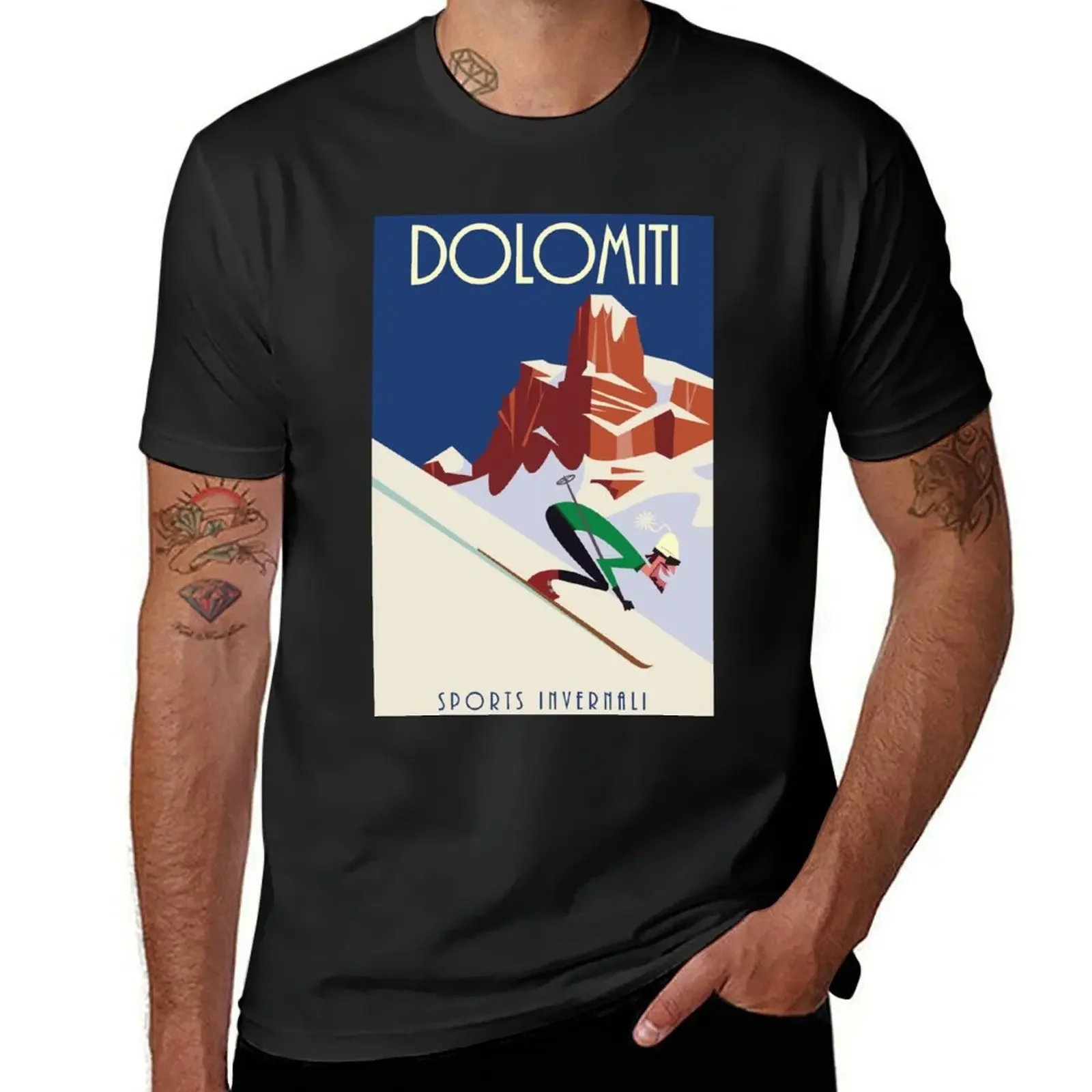 Dolomites poster T-Shirt boys animal print new edition sweat cute clothes mens workout shirts heavyweight Round Collar Outfits