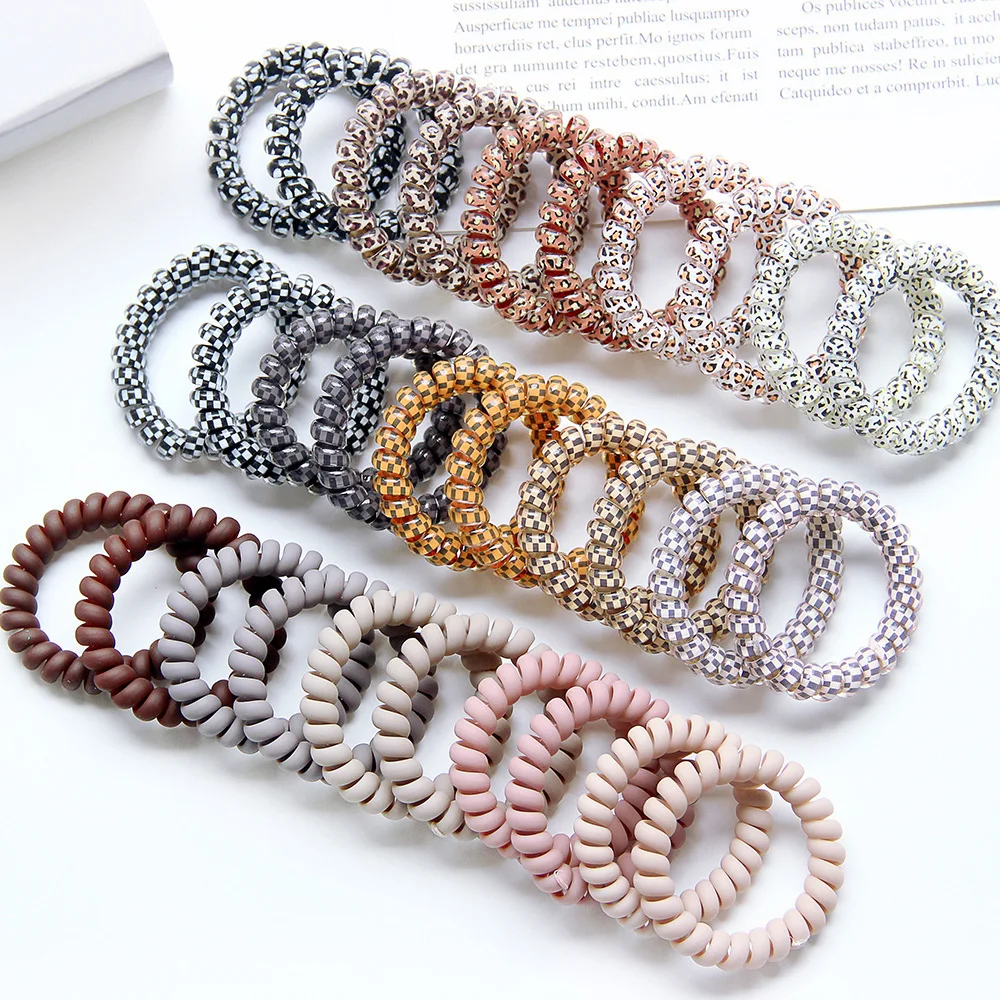 5pcs New Sweet Hot Selling Printed Candy Color Phone Ring Rubber Hair Bands for Women Girl Child Hair Accessories Headwear