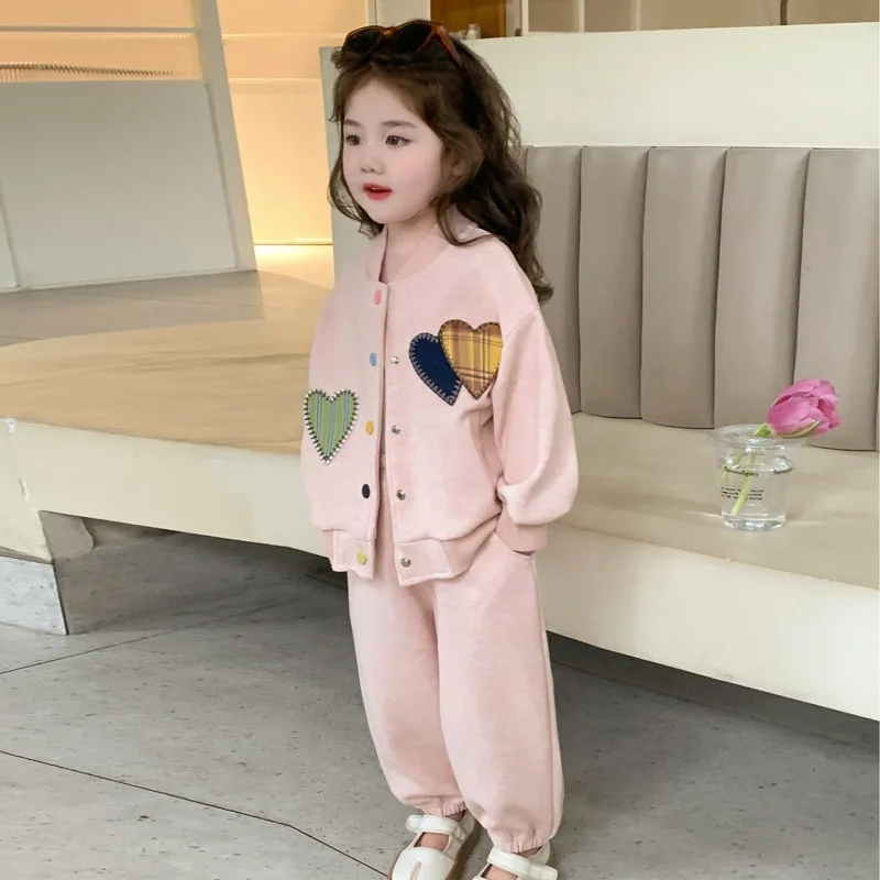 Korean Version Girls' Hoodie Set 2026 New Style Children's Fashion Little Girl Stylish Two-piece Set for Spring and Autumn