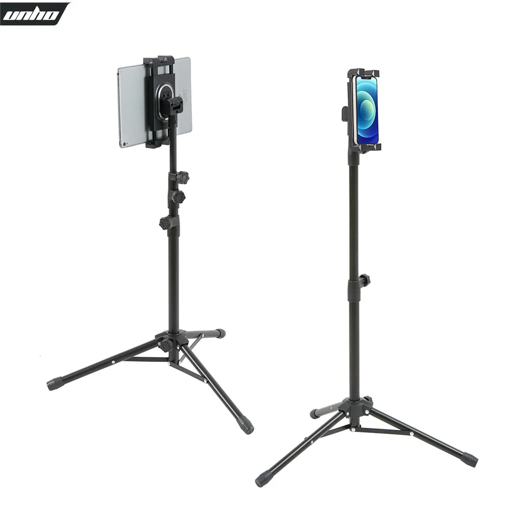 Portable Tablet Tripod Floor Stand Mobile Phone Holder Height Adjustable 360 Rotating for 4.5-12.9 Inch Phone and Tablet