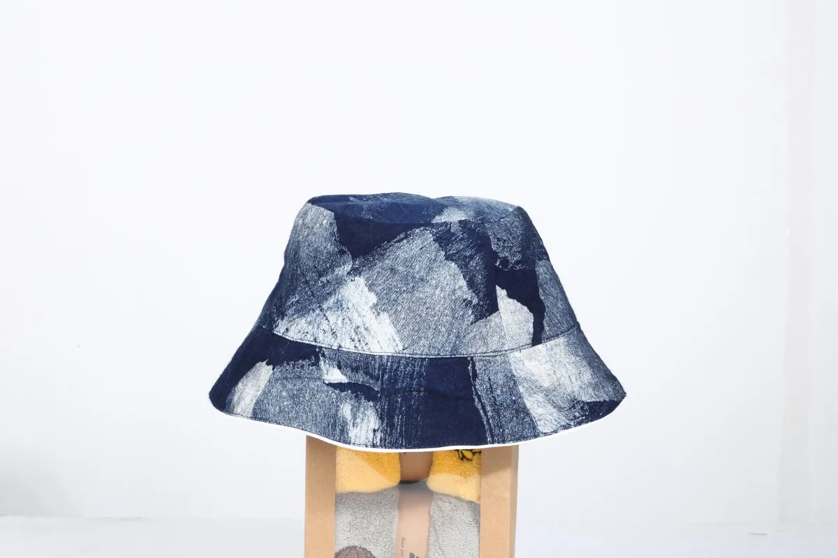 Male and female universal bucket hat double-sided outdoor fishing hat handmade cotton Ninghang batik sunscreen fisherman hat