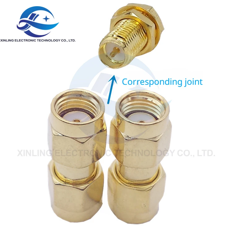 1pcs RF Head Coaxial Cable Adapter RP-SMA Male Head To SMA Male Head Internal Thread Inside Hole Adapter