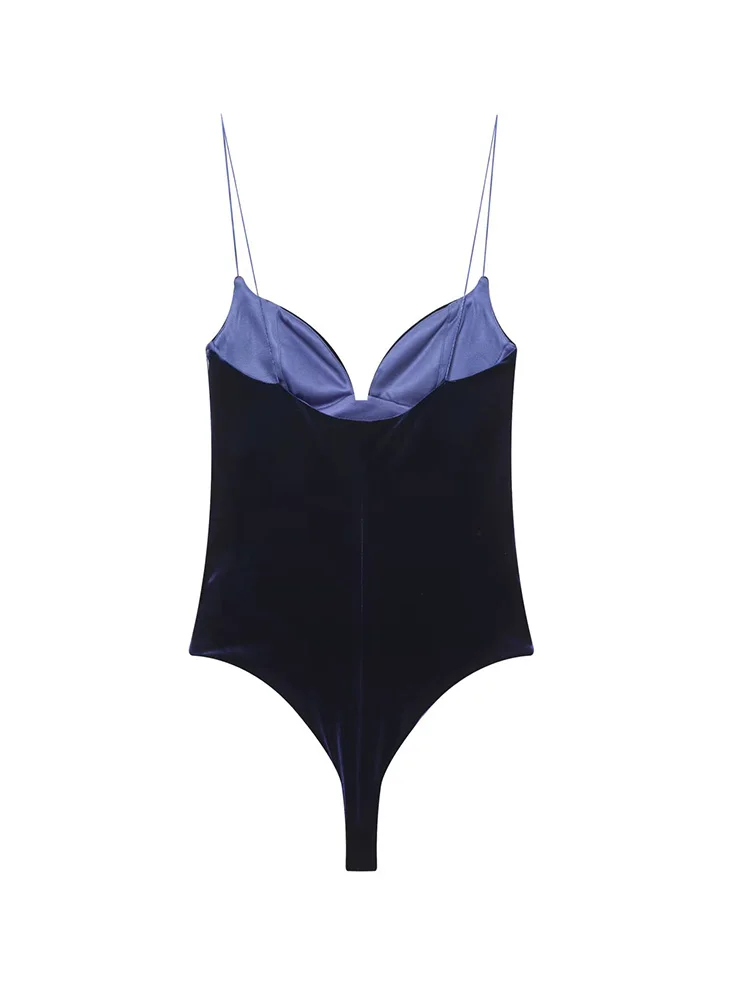 بدلة قفز نسائية عصرية بدون أكمام ورقبة على شكل حرف v بدون ظهر قصيرة مخملية بحمالة نسائية بقصة ضيقة ومثيرة وأنيقة وسحاب جانبي #4