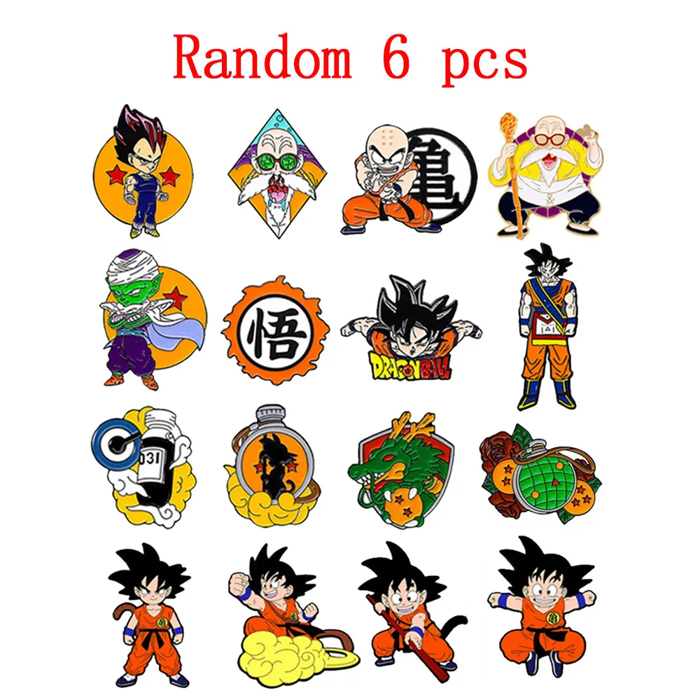 6 Stück Anime Dragon Ball Son Goku Emaille-Broschen, Cartoon Vegeta, Piccolo, Master Roshi, Krillin Anstecknadeln für Fans als Geschenk – Detail 1