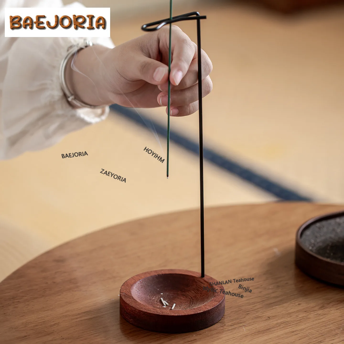 BAEJORIA Solid Wood Inverted Incense Holder Water Fountain Decoration Incense Burners Consecrate Censer Tea Ceremony Decoration