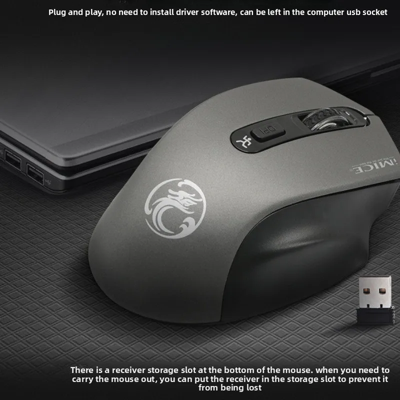Mouse silenzioso wireless 2.4G USB batteria tracciamento ottico ricevitore mouse per computer mouse silenzioso per laptop da ufficio aziendale Ipad Mac