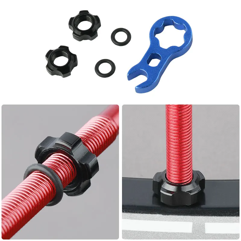 Aluminum Nuts for Bicycle Schrader Presta Valve Nipple Fastening Threaded Ring A/V F/V Shaft Washers Rim Protective Stickers