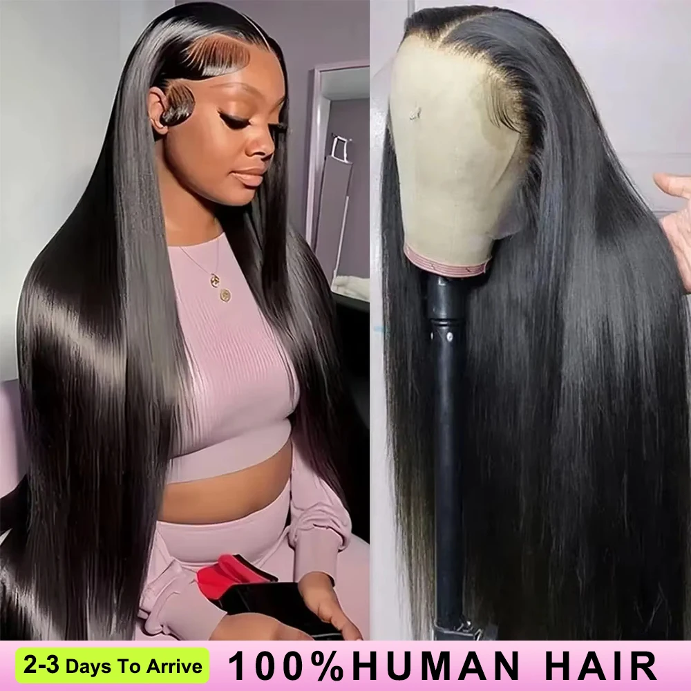 

300 Density 13x6 Full Frontal 360 HD Transparent Lace 40 50 Inch Long Straight Human Hair Pre plucked Wigs For Black Women