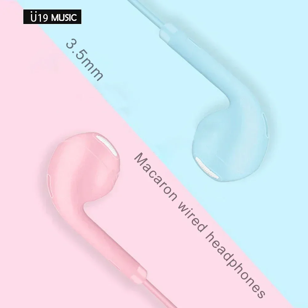 Universal 3.5mm Wired Headset Earphone 1.2m In-Ear Music Headphone with Microphone Fit for Smart Phone Macaron Colors