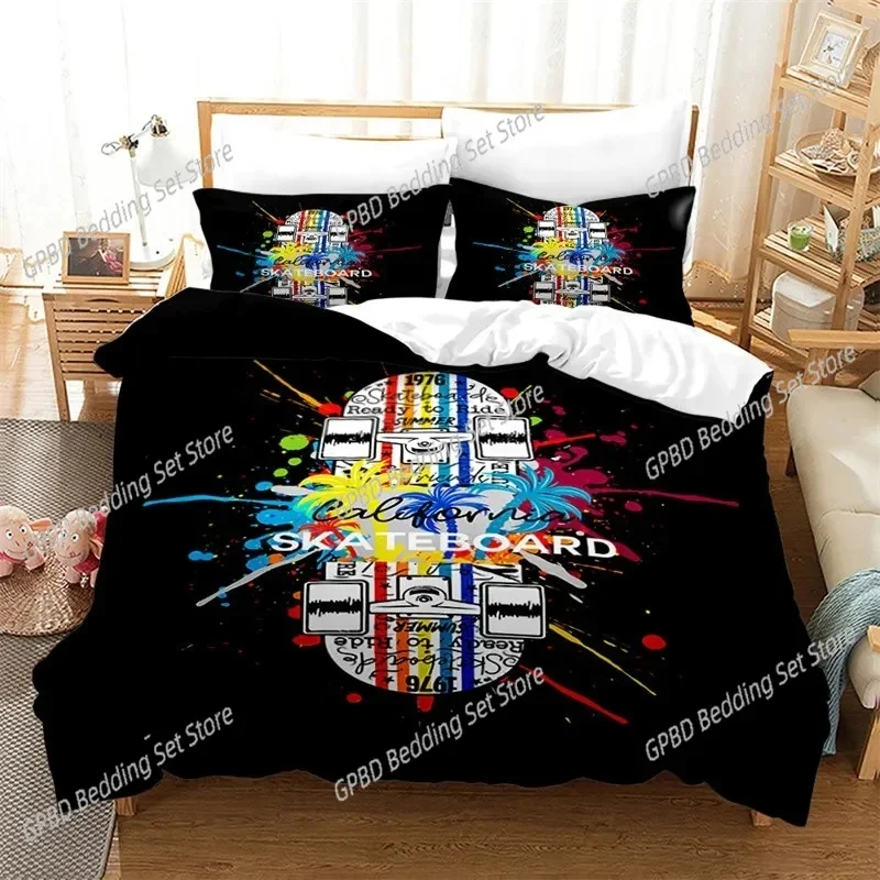 Astronaut Spaceman Skateboard 3D NEW Duvet Cover Pillowcase Bedding Set Adult Boy Girl Bedroom Decoration Single Double Large