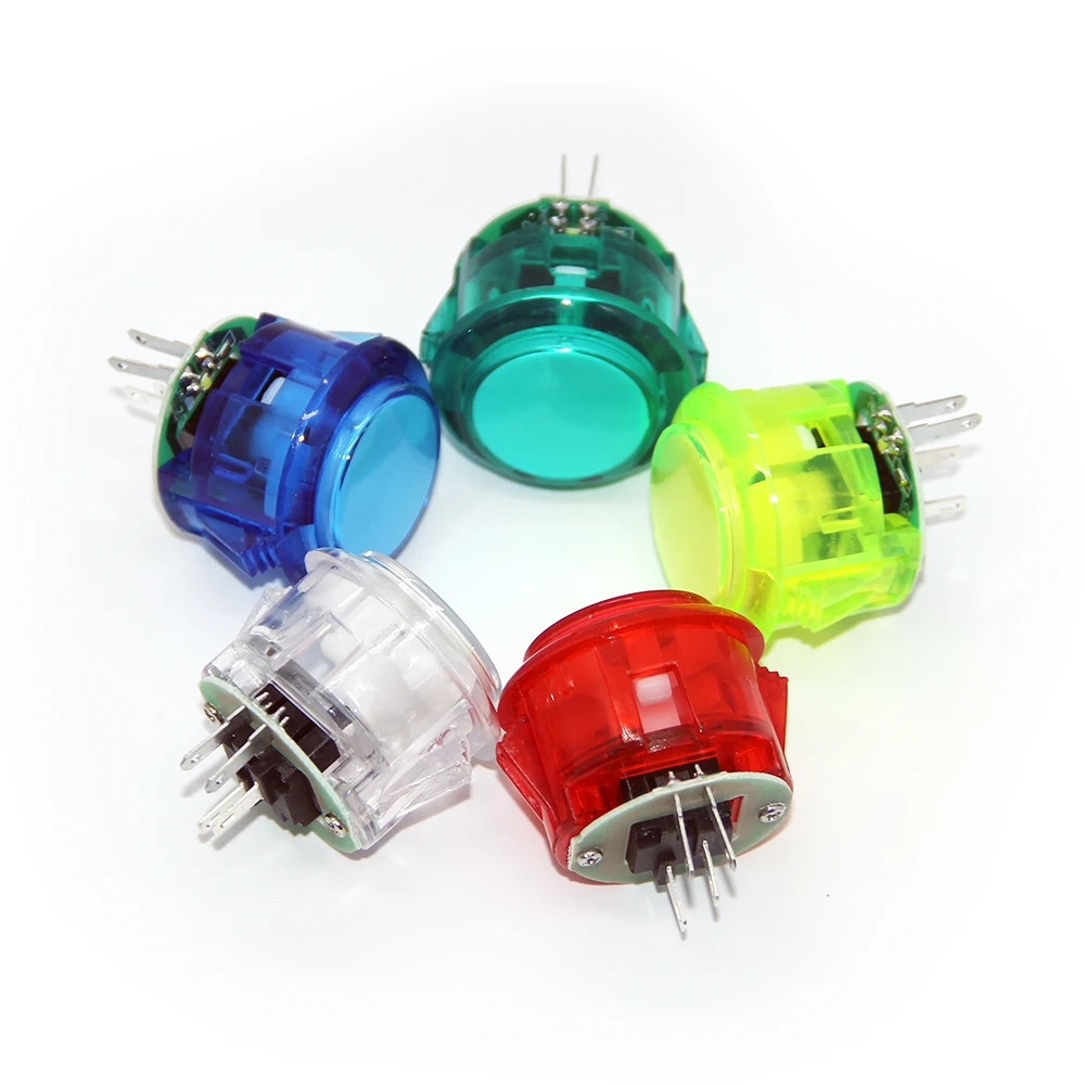 10pcs/lot Transparent Arcade Button 30mm 5V LED Light Push Button Replace SANWA OBSF-30 OBSN-30 OBSC-30 JAMMA