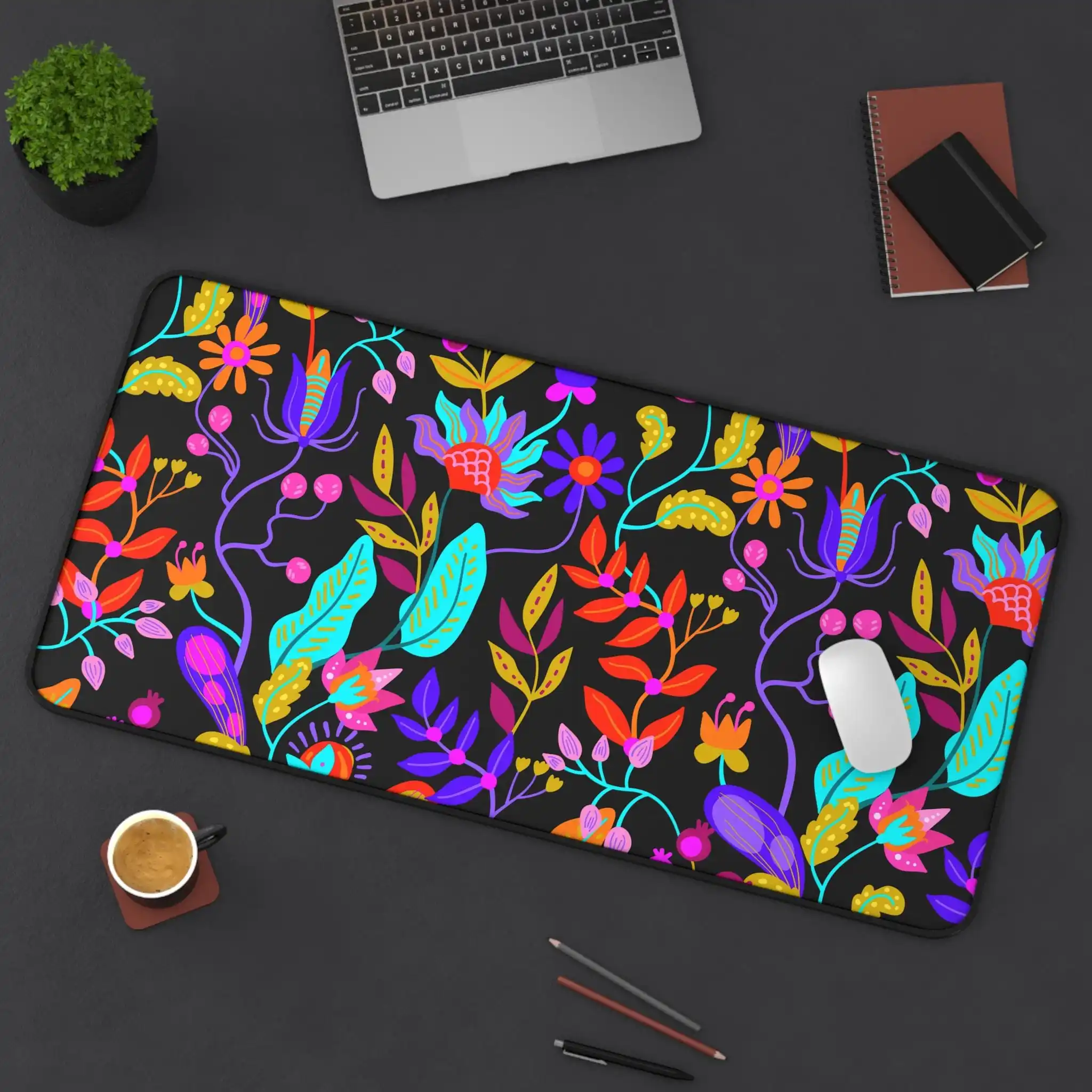

Bohemian-style Floral Desk Mat, Vibrant Office Decoration, Work-from-home Gift, Must-have for Home Office, Colorful Mouse Pad